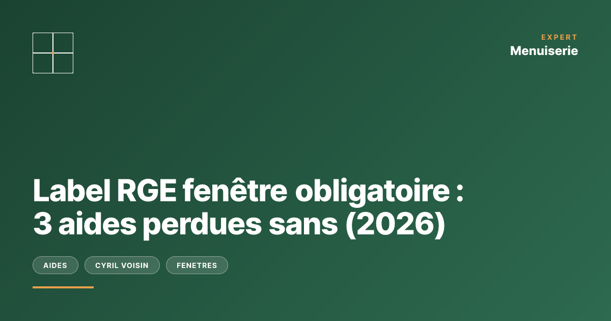 Label RGE fenêtre obligatoire : 3 aides perdues sans (2026)
